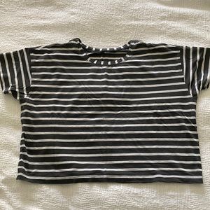 Lululemon cates cropped tshirt, size 6, black and white striped